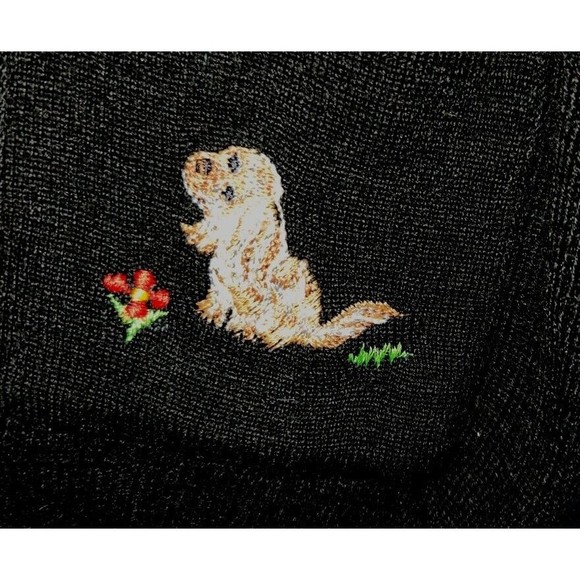Vintage Cyn Les Womens Medium Black Shirlee Designs Embroidered Sweater Dogs‎ - Picture 4 of 9